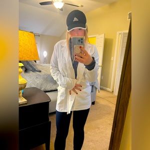 Scrubology Stretchy white Lab Jacket 3/4 Length